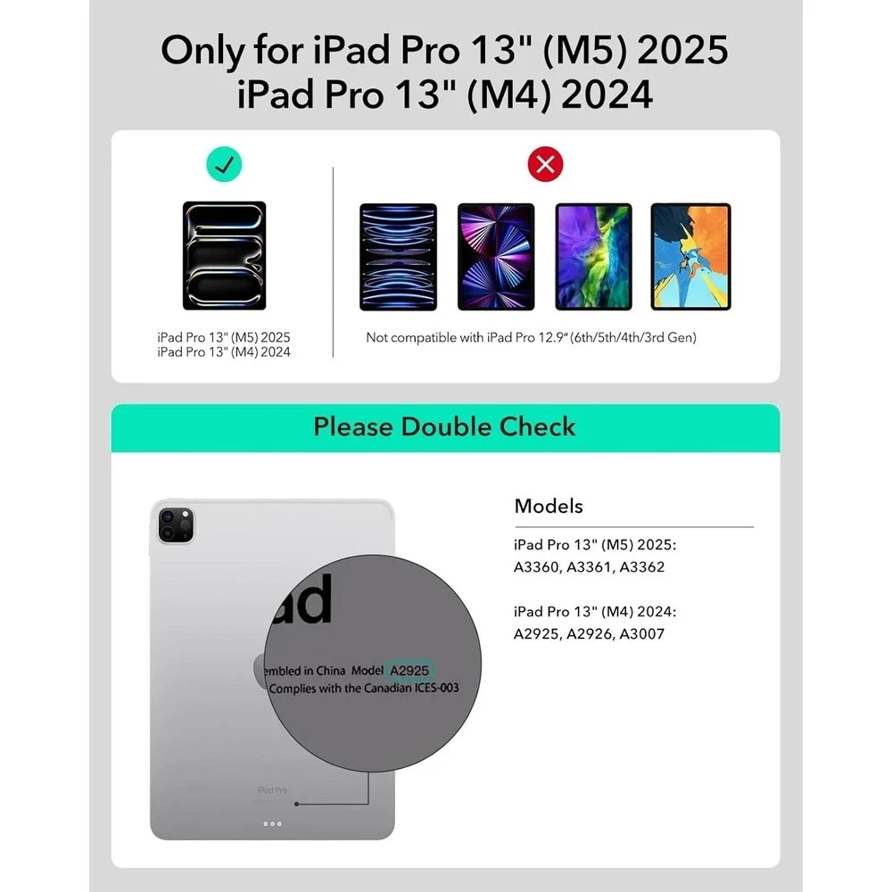 ESR iPad Pro‎ 13 Case Keyboard M4 M5 Magnetic Backlit Trackpad Black